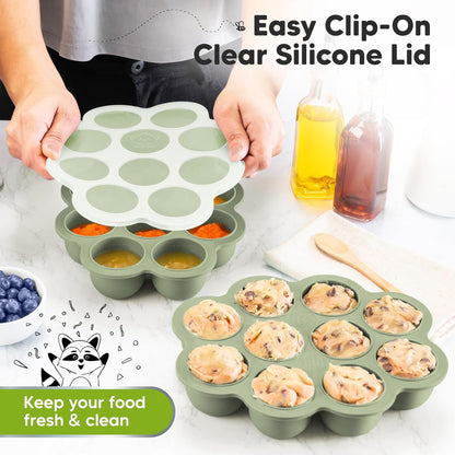 KeaBabies Silicone Food Freezer Trays with Lid, 2oz x 10 Pods Baby Food Storage Containers, Easy Puree Meal Prep, Breast Milk Silicone Freezer Molds, Dishwasher, Microwave Safe, BPA-Free (Slate)