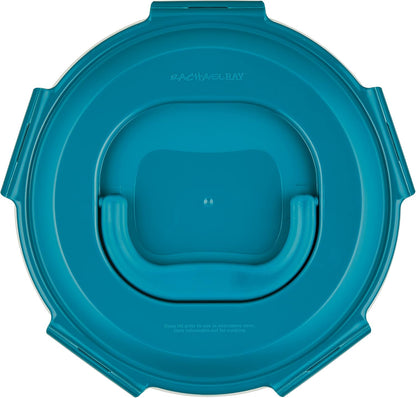 Rachael Ray Leak-Proof Nestable Container Food Storage Bin Set, 10-Piece, Clear with Teal Lids