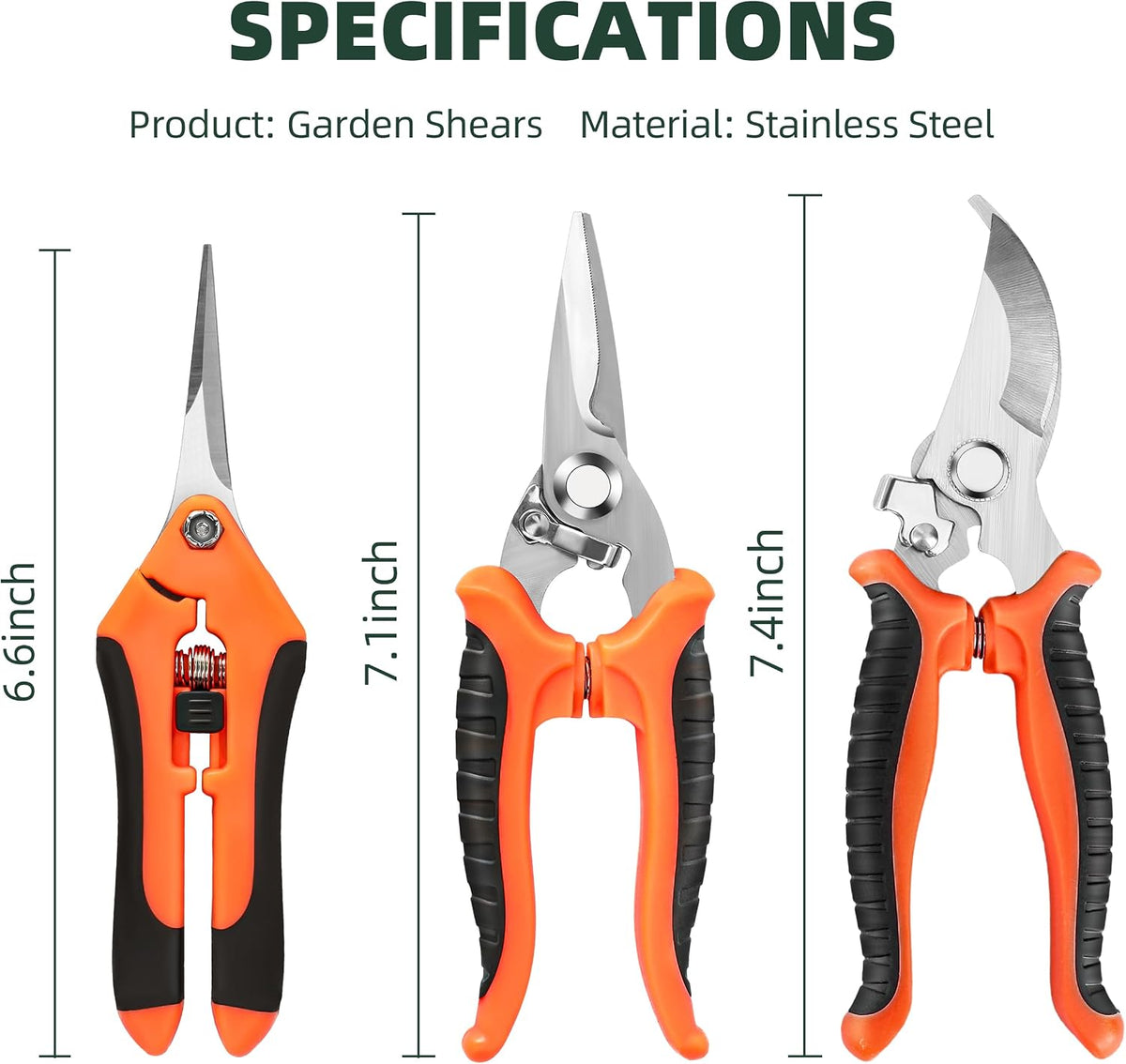 EWPJDK 3 Pack Garden Pruning Shears Scissors Clippers Stainless Steel