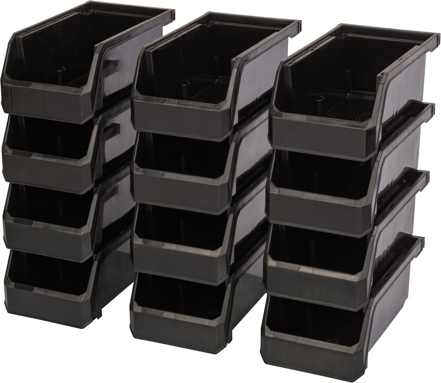 ReadySpace Medium Plastic Storage Bins, Stackable Organizer Containers for Closet Pantry Shelf Garage and Office Organization, Clear, 8 Pack