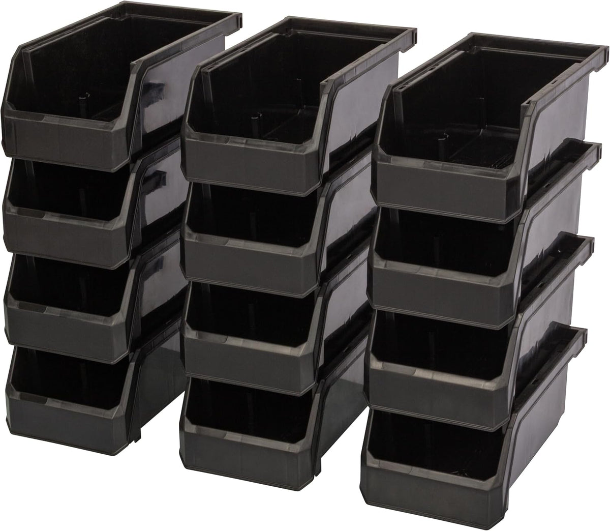 ReadySpace Medium Plastic Storage Bins, Stackable Organizer Containers for Closet Pantry Shelf Garage and Office Organization, Clear, 8 Pack