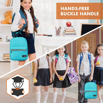 opux Lunch Box for Girls Boys Kids, Insulated Leakproof Lunch Bag, Reusable Teen Lunch Boxes for School, Medium Large lunchbox for Women Men Adult for Work with Front Back Pocket (Purple)