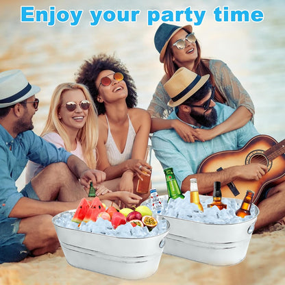 4Pcs 3 Gallon Black Galvanized Bucket Ice Bucket Large Metal Drink Buckets for Parties Beer Beverage Tub with Scoops for Champagne Cocktails Wine Cooling for Mimosa Bar Supplies