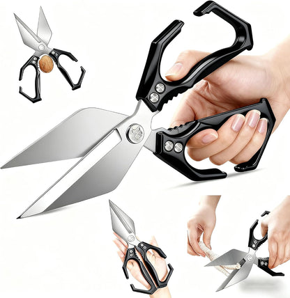 Multifunctional Heavy Duty Kitchen Shears,Kitchen Shears for Cutting Chicken,Kitchen Scissors for Food, Japanese High-Carbon Steel Culinary Poultry Shears, for Chicken,Meat,Fish,Bone Cutting(Silver)