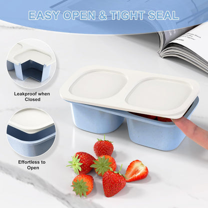 Snack Pack Containers for Kids, 5 Pack Reusable Snack Containers with Lids, 2 Compartment Small Bento Snack Box, BPA-Free, Lunchbox Accessories for Travel