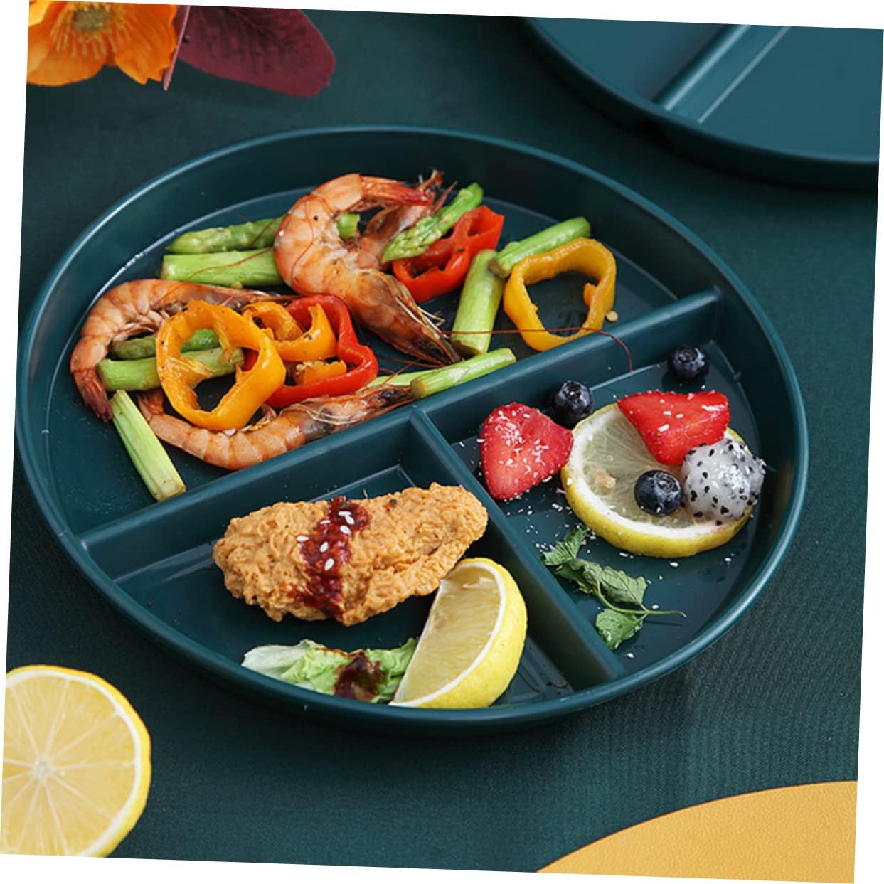 MAGICLULU PP Divided Plate for Portion Control Three-Compartment Tray Fixed Breakfast Plate for Diet Management for Adults Meal Prep and Healthy Eating