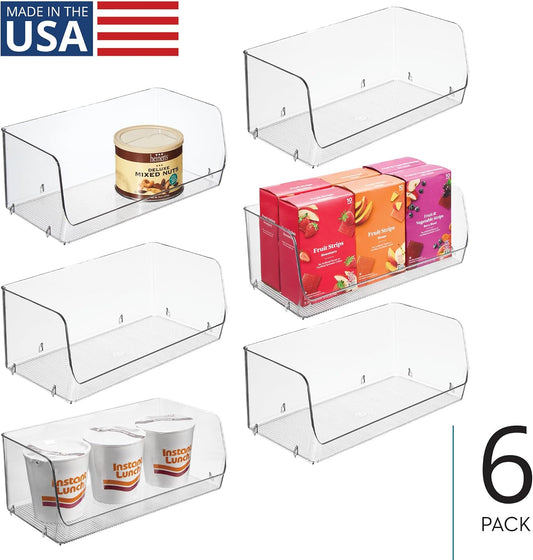 iDesign Stackable Open-Front Storage Bins, Set of 6, Clear | Kitchen and Pantry Organization