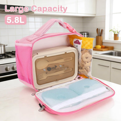 FlowFly Kids Lunch box Insulated Soft Bag Mini Cooler Back to School Thermal Meal Tote Kit for Girls, Boys, Astronaut - Colors A