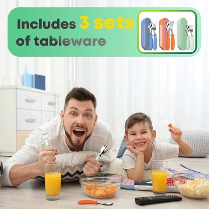 Toddler Utensils, Toddler Forks and Spoons, Baby Utensils Set with Storage Box for Self Feeding Safe, Dishwasher Safe (2 Set with Case)