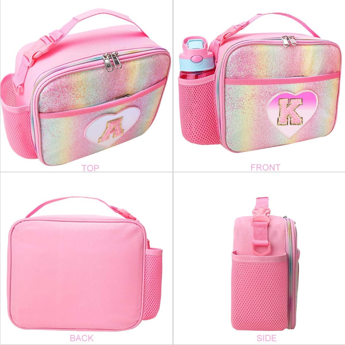 RHCPFOVR Kids Initial Lunch Bag - Insulated Lunch Box for Boys Girls,Washable Lunch Bag and Reusable Toddler Leak-proof Lunchbox for School and Daycare - Colors A