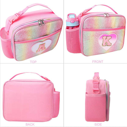 RHCPFOVR Kids Initial Lunch Bag - Insulated Lunch Box for Boys Girls,Washable Lunch Bag and Reusable Toddler Leak-proof Lunchbox for School and Daycare - Colors A