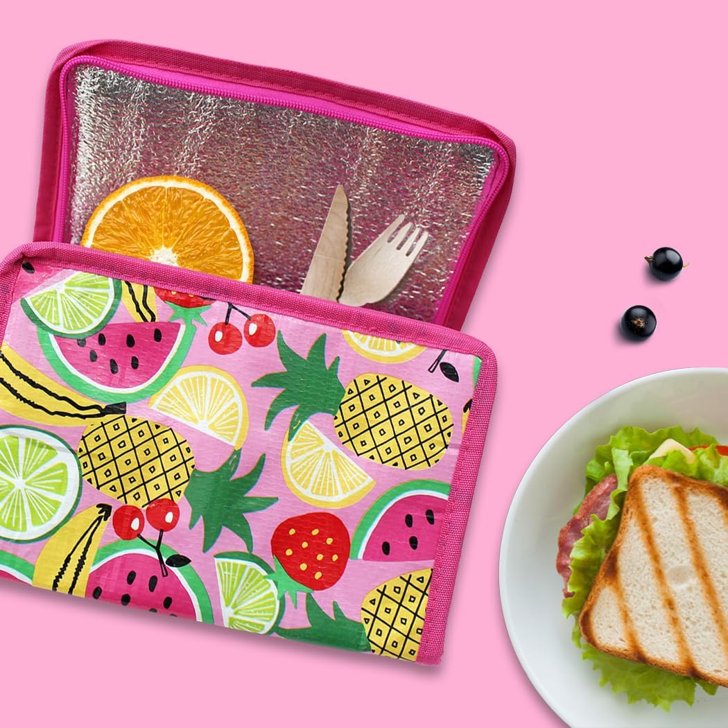 Fashion Stationery Insulated Lunch Bag Kids Lunch Box Folding Reusable Lunchbags for Girls or Boys Lunch Box for School, Beach or Travel Small Cooler or Picnic Coolers