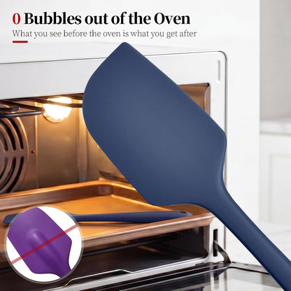 600ºF Heat Resistant Spatula, 11.34 inch High Heat Food Safe Semless Kitchen Silicone Scraper for Cooking Baking Mixing Scraping Stirring Nonstick Cookware Pan Bowl (Aqua Sky)