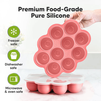 KeaBabies Silicone Food Freezer Trays with Lid, 2oz x 10 Pods Baby Food Storage Containers, Easy Puree Meal Prep, Breast Milk Silicone Freezer Molds, Dishwasher, Microwave Safe, BPA-Free (Slate)