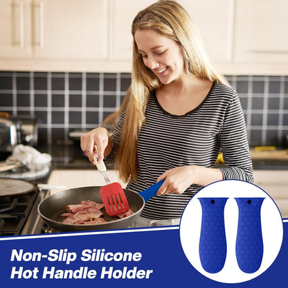 Patelai 2pcs Silicone Pan Handle Sleeve for Cast Iron Skillet, Black