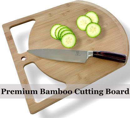 Pizza Cutting Board & Pizza Cutter, 14" Pizza Board | Gift Pizza Set, Best Pizza Cutter Rocker Blade, Bamboo Pizza Cutting Board, Pizza Slicer, Pizza Serving Board,Pizza Rocker Knife For Cutting Pizza