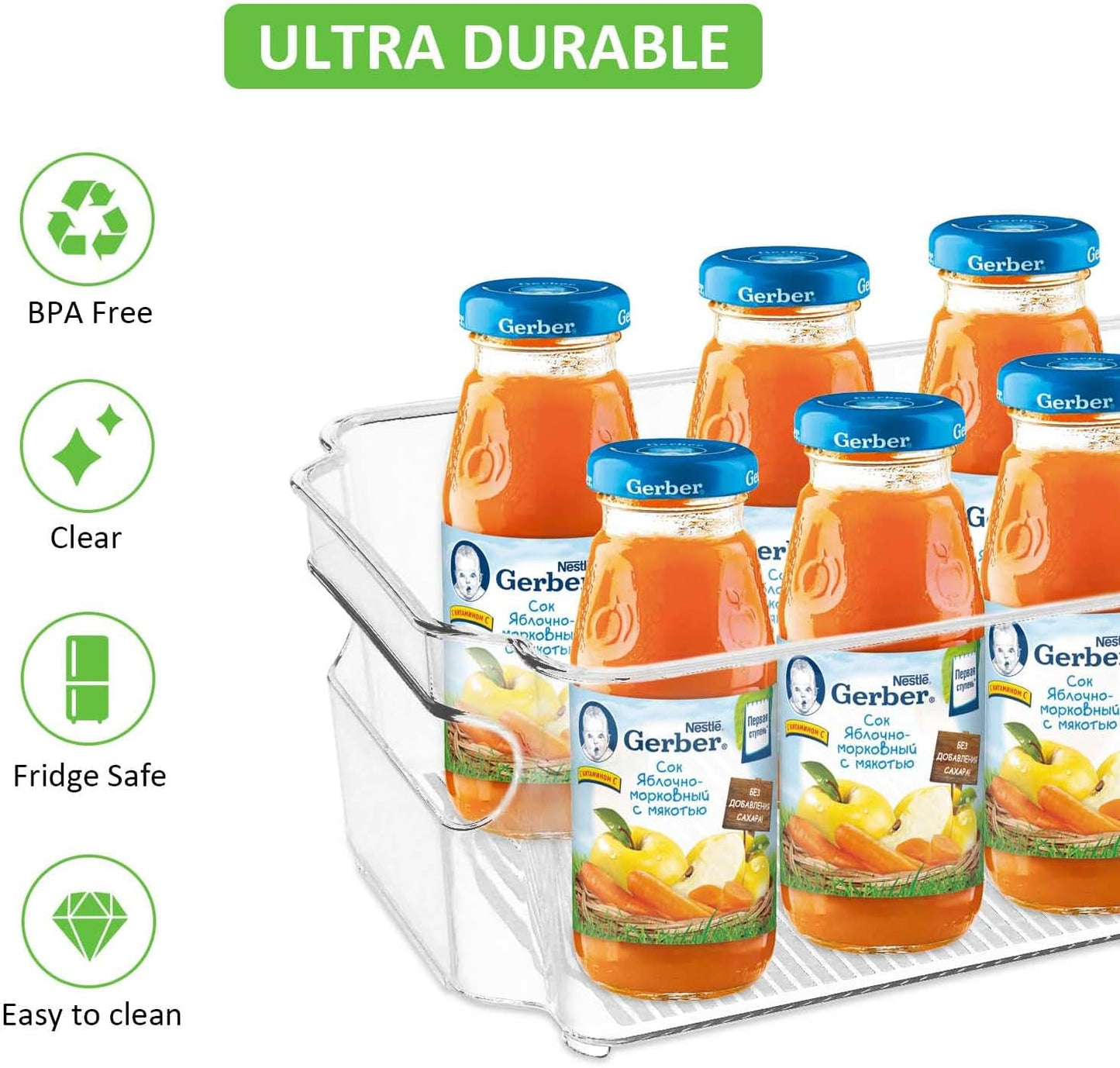 SIMPLYKLEEN Fridge Organizer Bins Set of 8, Refrigerator Organizing Bins with Two Sizes, Home Kitchen Pantry Organizers and Storage Containers, Stackable Clear Plastic Storage Bin