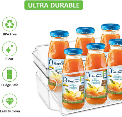 SIMPLYKLEEN Fridge Organizer Bins Set of 8, Refrigerator Organizing Bins with Two Sizes, Home Kitchen Pantry Organizers and Storage Containers, Stackable Clear Plastic Storage Bin