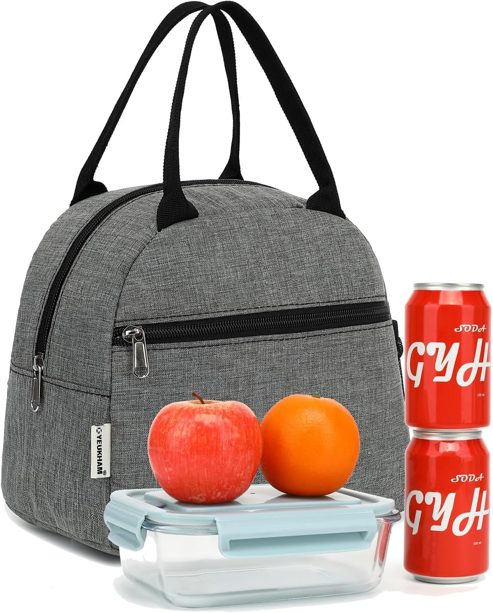 GYEUKHAM Lunch Bag Women, Lunch Box for Adult Men Kids Girls, Small Cute Lunchbox Tote Large Capacity Insulated Lunch Container Cooler for Work School Picnic Travel, Black White Stripes