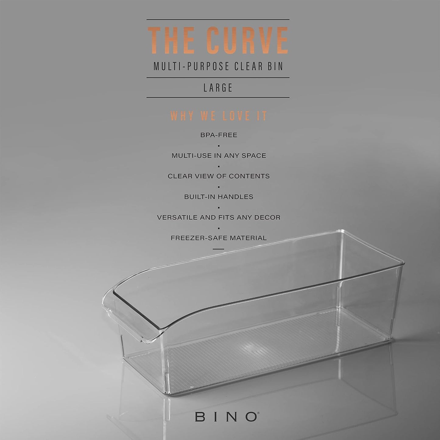 BINO | Plastic Storage Bins, Small | THE CURVE COLLECTION | Multi-Use Organizer Bins | Storage Containers Kitchen, Pantry and Home Organization | Fridge Organizers | Pantry Organization and Storage