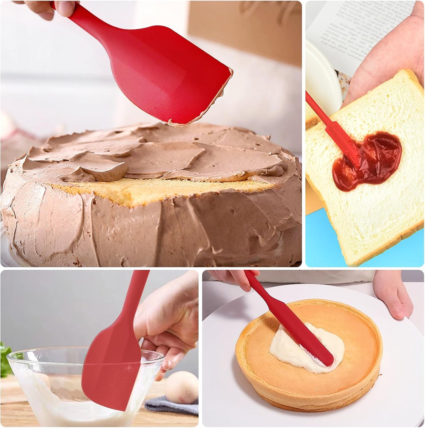 5 Piece Pink Silicone Spatula Set, Heat Resistant Rubber Spatulas Set, Silicone Kitchen Utensils Set Dishwasher Safe for Nonstick Cookware Baking Cooking