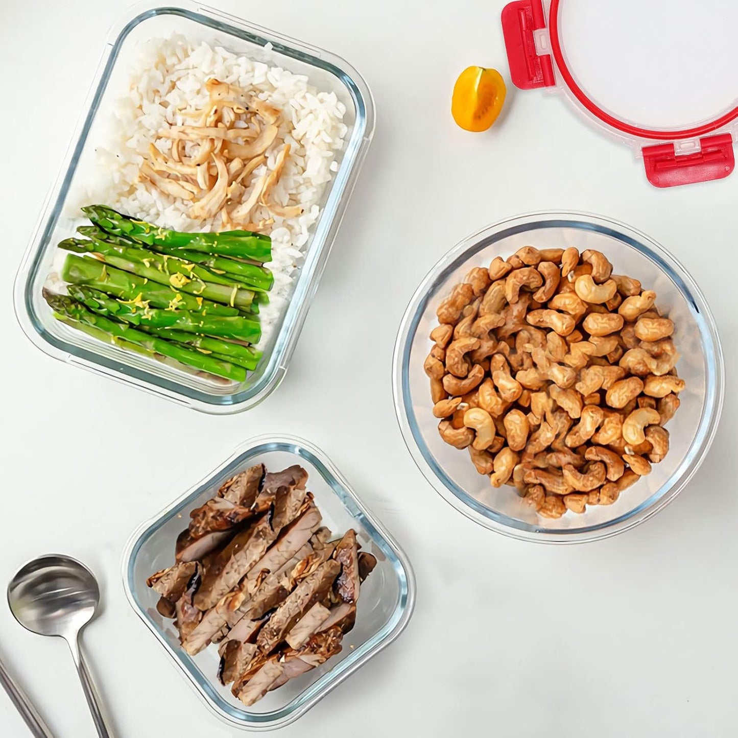 30 Pieces Glass Food Storage Containers, Meal Prep Set with Snap Locking Lids, Airtight lunch Containers, BPA-Free, Microwave, Oven, Freezer & Dishwasher Friendly,Blue