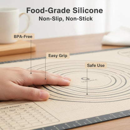 Silicone Baking Pastry Dough Mat - 28x20Inch Extra Large Cookie Bread Rolling Mats Sheet, Nonstick Kitchen Counter Kneading Board, Thick Reusable Pie Cookies Pizza Fondant Making Matt with Measurement