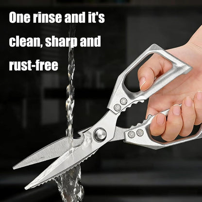 Stainless Steel Kitchen Shears, Multi-Purpose Sharp Cooking Scissors, Dishwasher Safe & Rust-Resistant, Ideal for Cutting Turkey, Bones, Scaling Fish, Opening Beer Bottles and Cracking Walnuts
