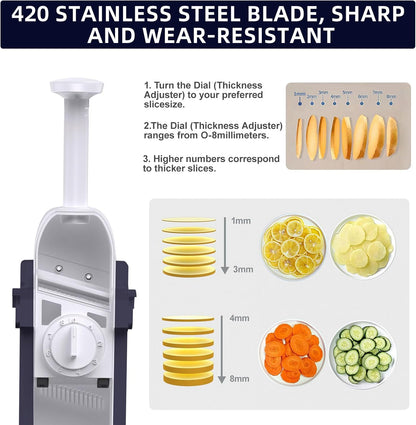 7-in-1 Safe Mandoline Slicer for Kitchen, Vegetable Slicer with Container