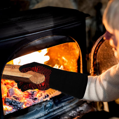 UBeesize Lengthen BBQ Gloves (Phoenix), 1472°F Heat Resistant Grill Glove, 14 inch Fireproof Oven Gloves for Cooking, Non-Slip Fire Glove for Grilling, Barbecue, Smoker, Baking, Frying