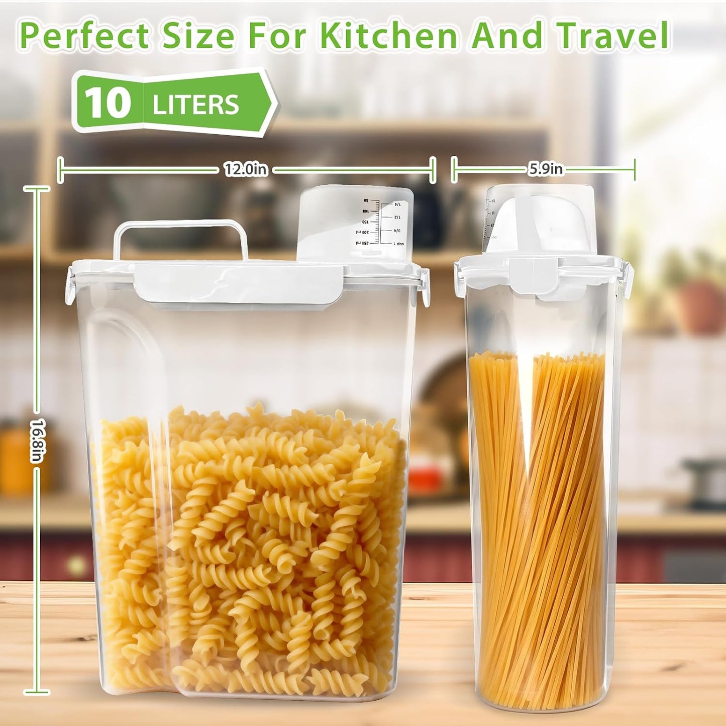 Viretec Rice Storage Container, 15 to 20lb Dry Food Airtight Dispenser, Pet Dog Cat Food Canister, BPA Free Clear Plastic Kitchen and Pantry Bin for Oatmeal, Cereal, Pasta, Flour Pack of 2 Grey