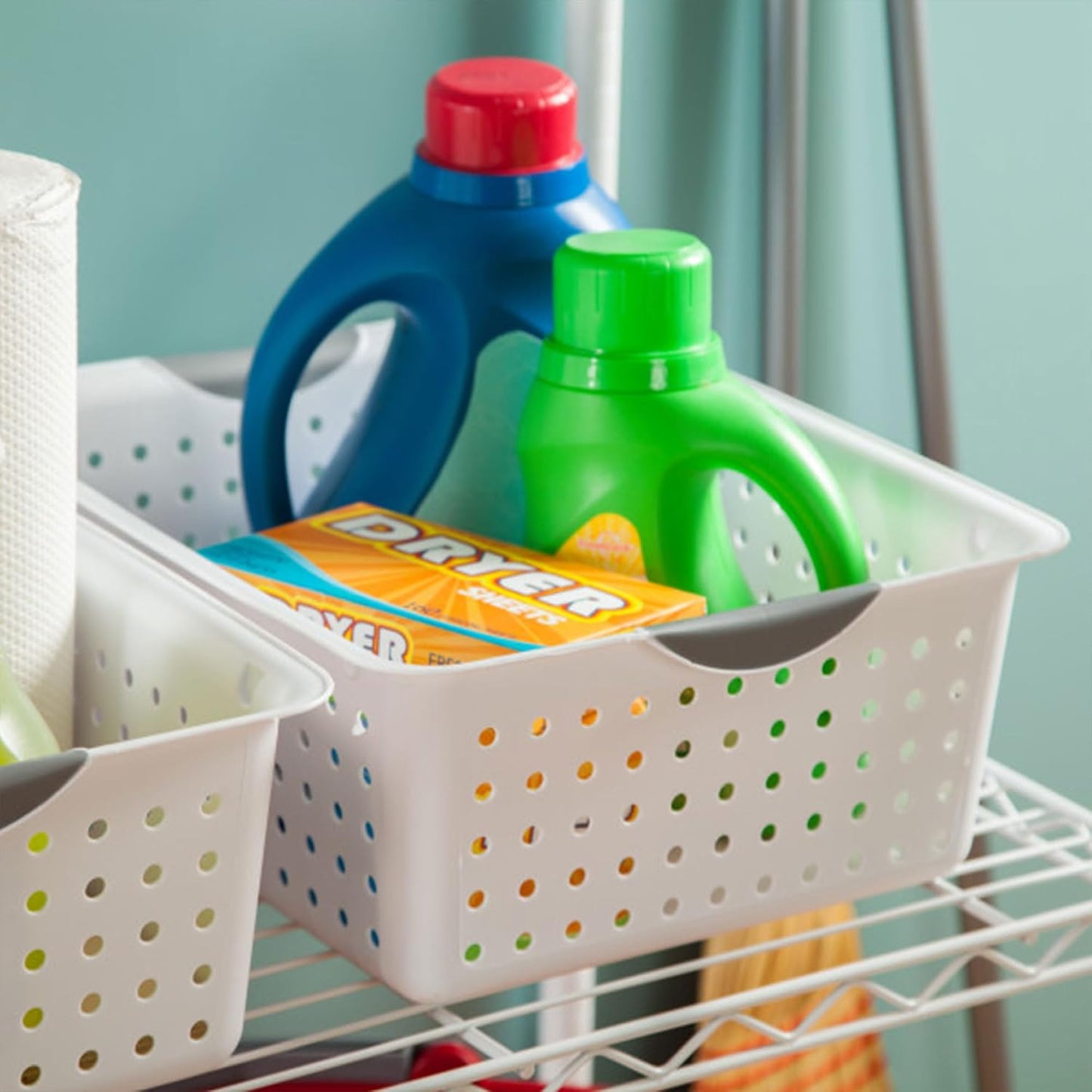Sterilite 6-Pack Medium Ultra Basket, Open Top Plastic Storage Organizer, White - Classic Baskets for Organizing Countertops, Pantry Shelves, Kitchen Cabinets, Laundry Rooms or Home Offices