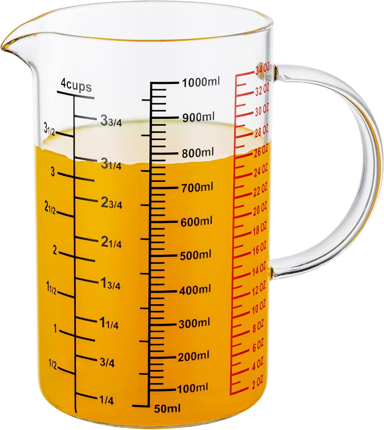 Ackers BORO3.3 Measure Glass -[Insulated handle | V-Shaped Spout]-Made of High Borosilicate Glass Measuring for Kitchen or Restaurant, Easy to Read, 60 ML (2 Oz) 丨(2 Pack)