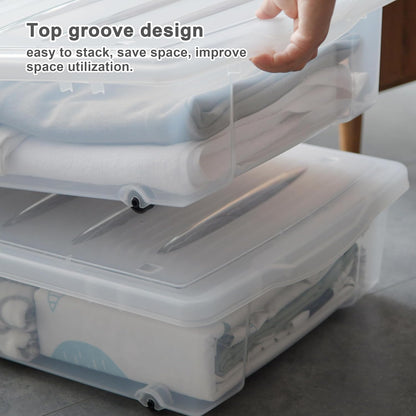 Citylife 32 QT Plastic Storage Bins with Latching Lids Stackable Storage Containers for Organizing Large Clear Storage Box for Garage, Closet, Kitchen, 4 Packs