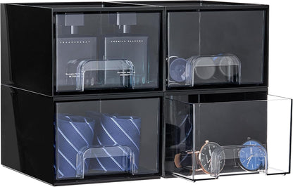 Vtopmart 10 Pack Small Clear Stackable Storage Drawers, Acrylic Bathroom Makeup Organizer, Plastic Storage Bins For Vanity, Undersink, Kitchen Cabinets, Pantry, Home Organization