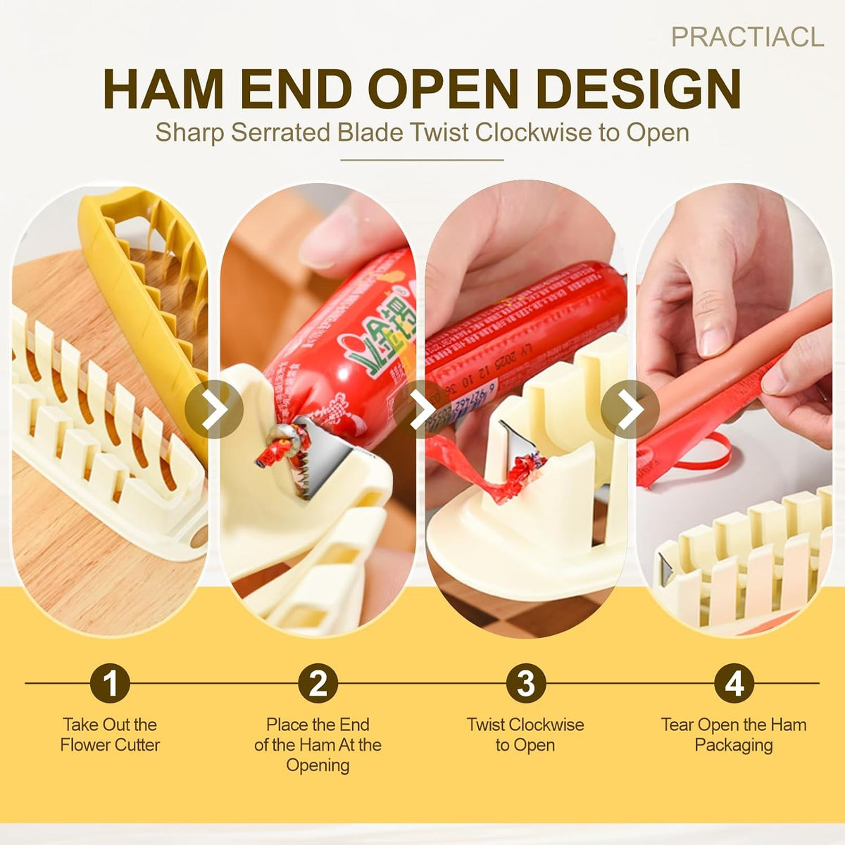 Hot Dog Slicing Tool, Stainless Steel, Yellow