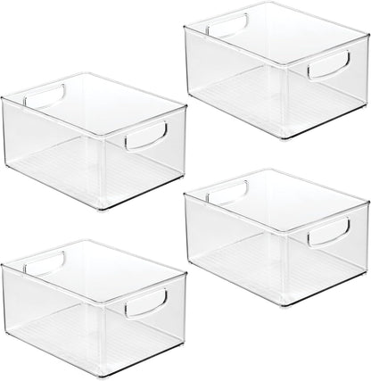 iDesign Stackable Clear Plastic Bin - Kitchen Organizers and Storage for Fridge and Pantry, 2-Pack