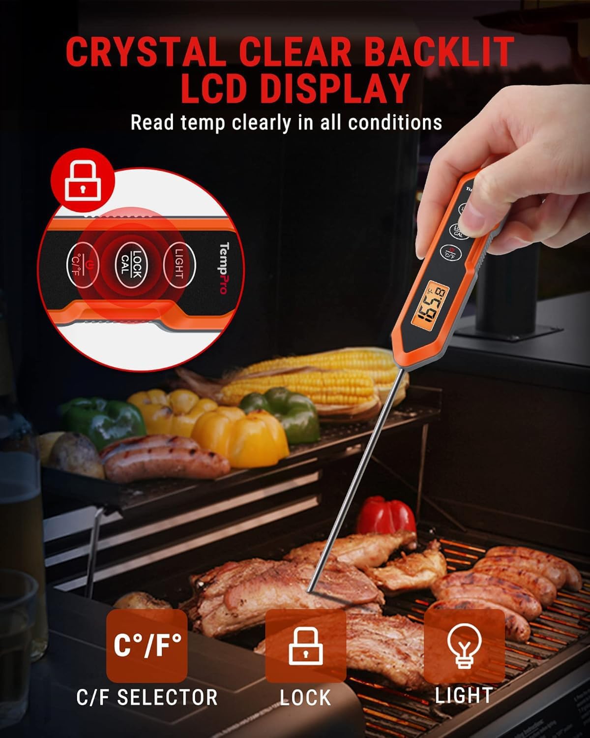TempPro TempSwift Waterproof Instant Read Meat Thermometer for Cooking
