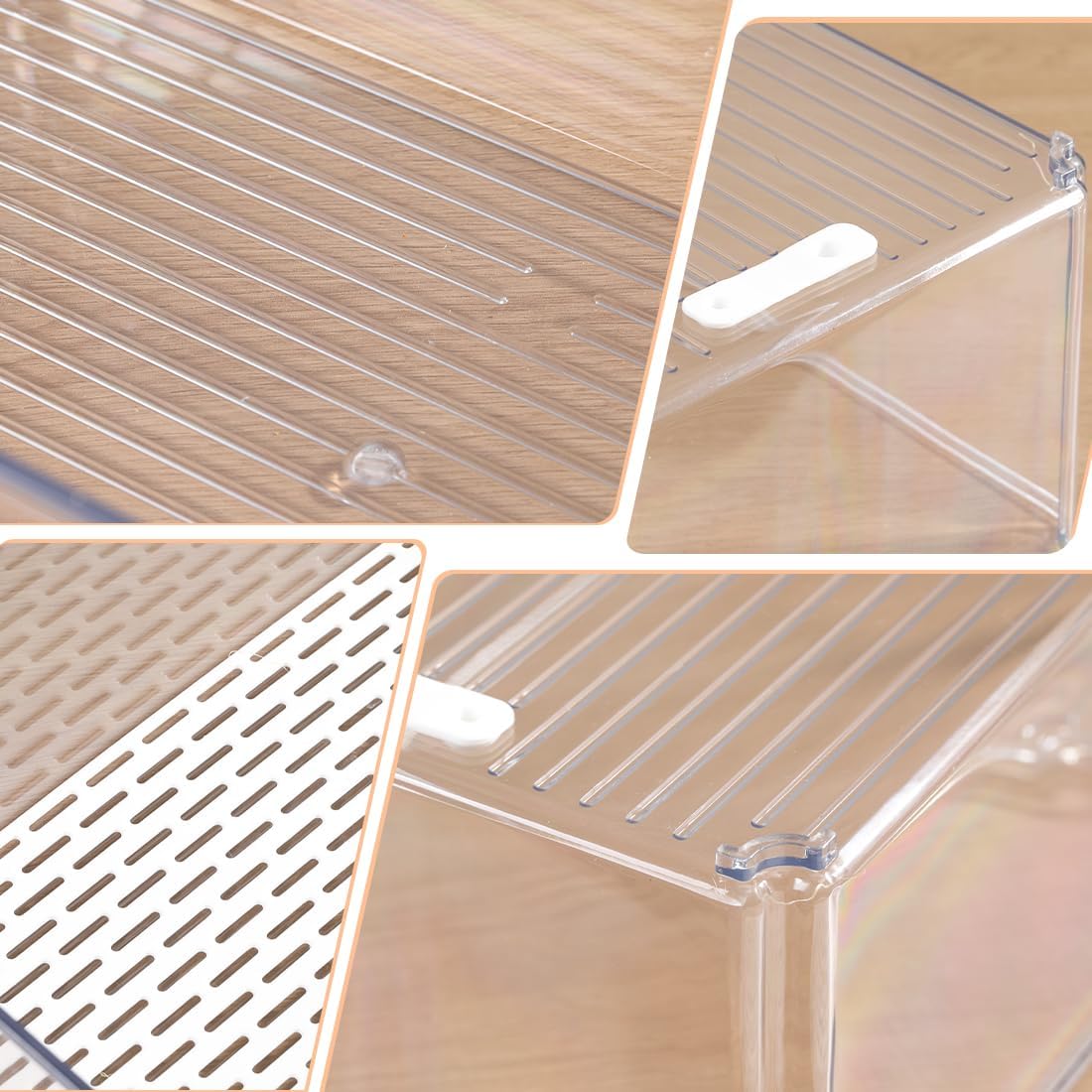 Plastic Fridge Organizer,Clear Storage Containers for Fridge Stackable Organizer Bins Square Food Storage Box Keep Fresh for Vegetable,Food,Fruits (10 PACK)