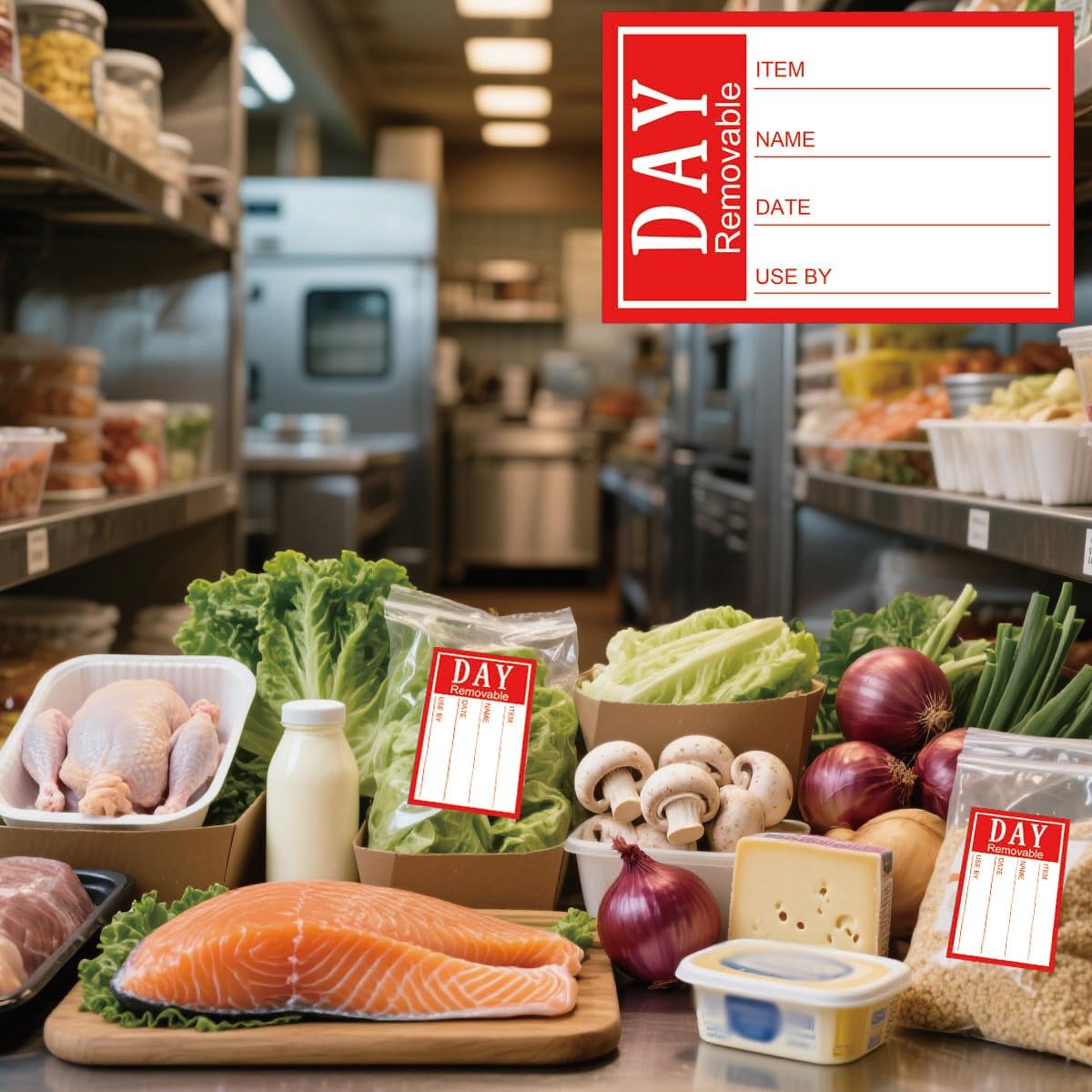 500 Pcs Removable Day Labels 2.91 x 1.93 inch Repositionable Self-Adhesive Prepped Food Storage Stickers Meal Prep Labels