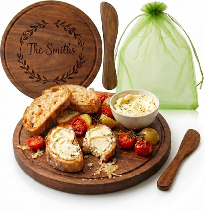 Nuenen 50 Pcs Mini Wooden Charcuterie Board Bulk, Small Wood Cutting Board for Crafts Laser Engraving with Knives Organza Bags Wedding Baby Shower Favors Gift (Square,Bamboo Color)