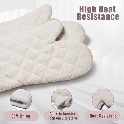 ARCLIBER Grey 13" Quilted Oven Mitts 1 Pair Flame Heat Resistant