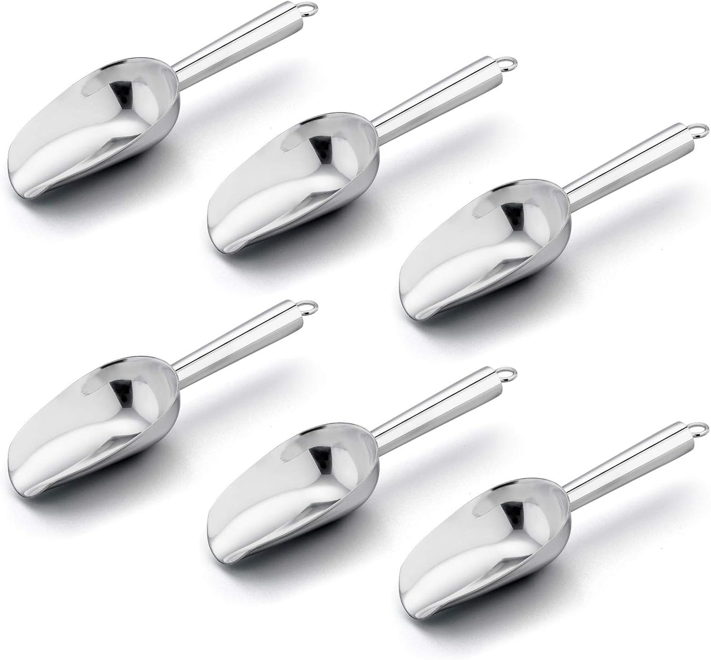 E-far Mini Scoop, 3 Ounce Stainless Steel Kitchen Utility Scoops, Ideal for Candy/Ice Cube/Flour/Sugar/Coffee Bean/Protein Powder, Food Grade & Anti Rust, Easy Clean & Dishwasher Safe (4 Pack)