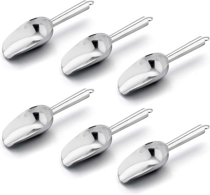 E-far Mini Scoop, 3 Ounce Stainless Steel Kitchen Utility Scoops, Ideal for Candy/Ice Cube/Flour/Sugar/Coffee Bean/Protein Powder, Food Grade & Anti Rust, Easy Clean & Dishwasher Safe (4 Pack)