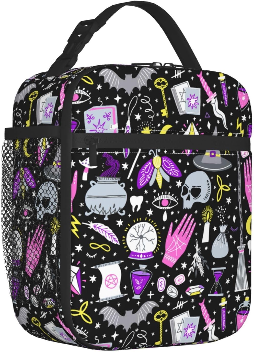 Black Cat Reusable Lunch Box Food Bag Insulated Lunch Bag for Teenage Boys Girls School Beach