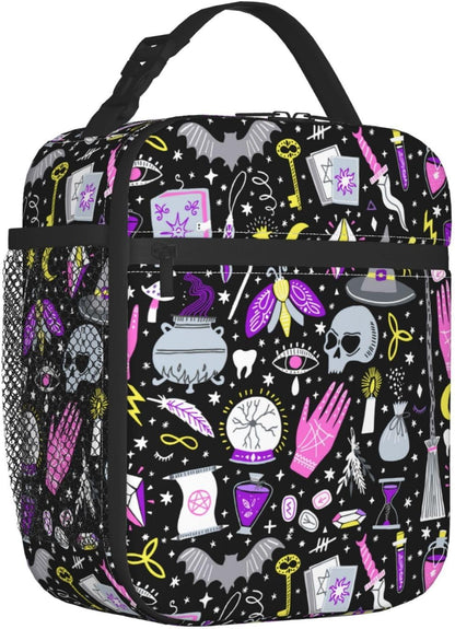 Black Cat Reusable Lunch Box Food Bag Insulated Lunch Bag for Teenage Boys Girls School Beach