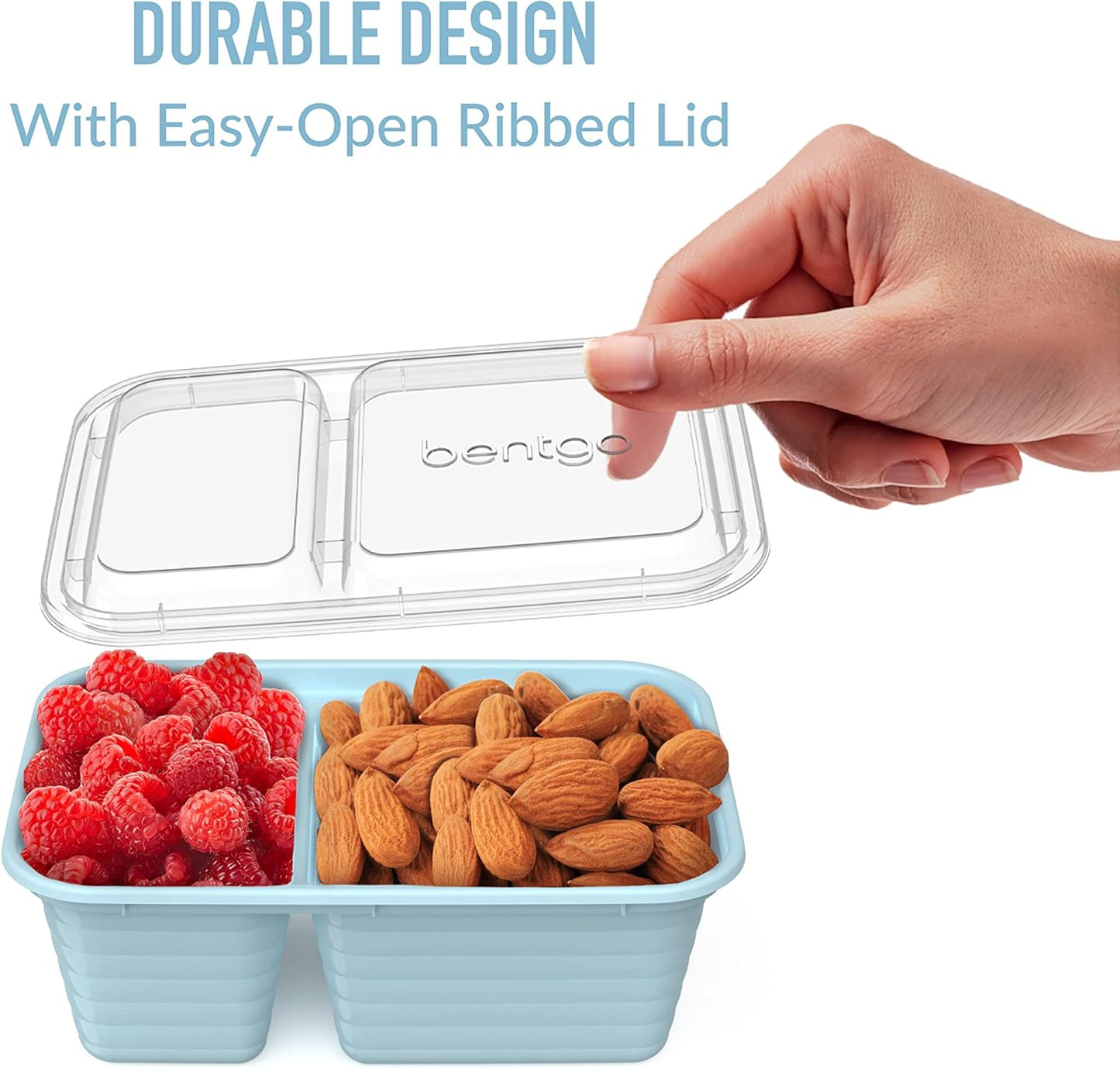 Bentgo Prep - 2-Compartment Snack Containers with Lids - Reusable, Microwaveable, Durable, PFAS & BPA-Free, Freezer, & Dishwasher-Safe Meal Prep Food Storage - 10 Trays & 10 Lids (Basil Glitter)