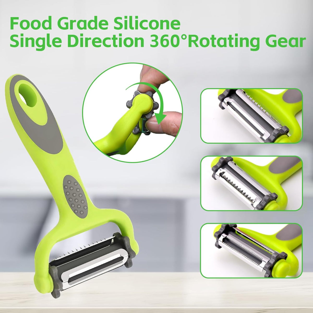 Kitchen Vegetable Peeler, Fruit Carrot Zucchini Cucumber Vegetable, Y Vegetable Peeler 3-in-1 Serrated Blade and Standard Blade Rotation Design, Non-Slip Grip
