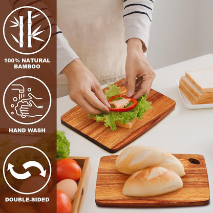 FoldTier 12 Pcs Wood Cutting Boards Bulk 8 x 6 Inch Small Kitchen Charcuterie with Oval Hole Kitchen Serving Chopping Boards for Pizza, Bread, Charcuterie, Fruit, Vegetables(Bamboo)