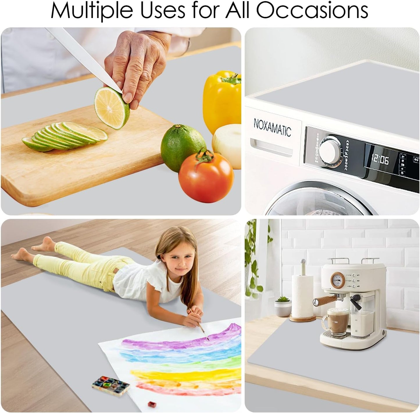 Extra Large Silicone Mat, 31.5x23.6 Inch Heat Resistant Mat for Kitchen Counter, Non Stick Silicone Baking Mat for Dough and Pastry, Thick Silicone placement Countertop Protector, Black countertop mat